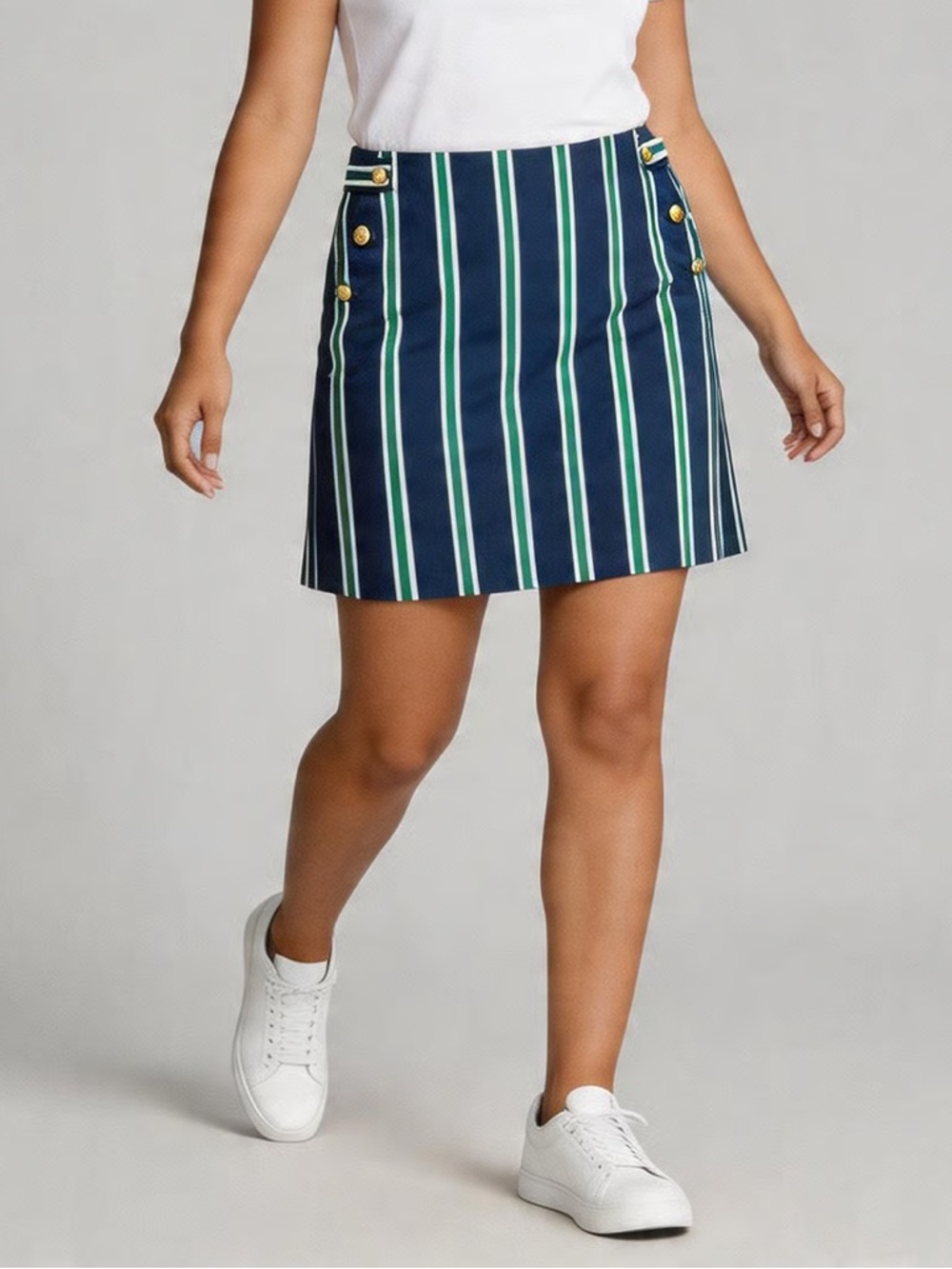 NAUTICA | Navy Blue Striped Mini Skirt Sz 14